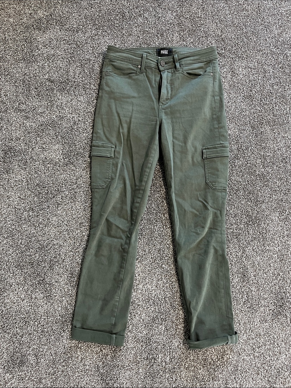 PAIGE Olive Cargo Jeans - Deep Olive Green